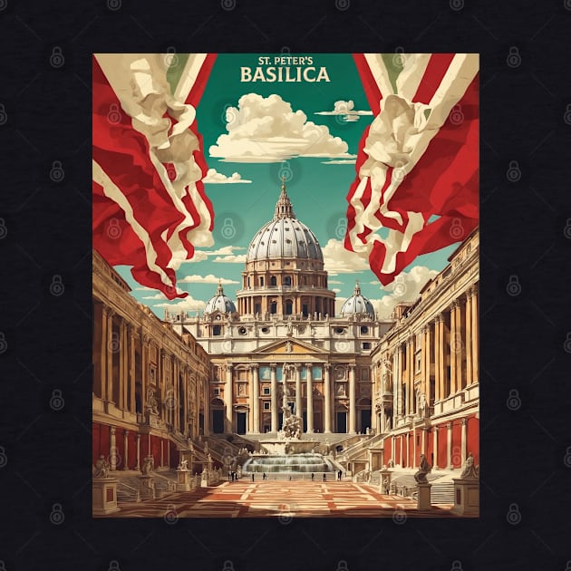 Vatican City Basilica of Saint Peter Italy Vintage Tourism Travel Poster by TravelersGems